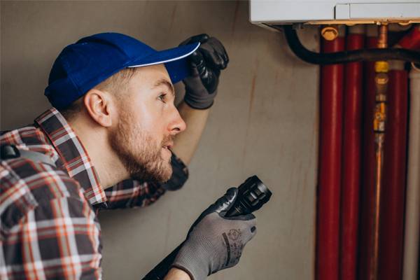 HVAC inspection by a technician